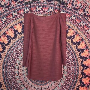 Long-sleeve, off the shoulder dress